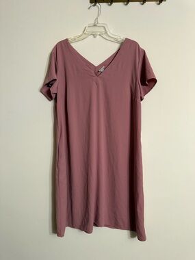 A New Day Women Basic Shift Blush Pink Short Sleeve V-Neck Pockets Dress XXL